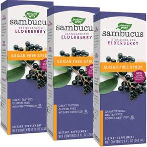 SAMBUCUS 無糖接骨木莓糖漿, 3瓶, 240ml