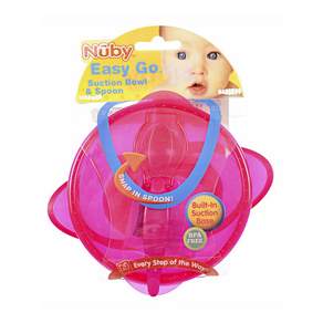 Nuby 附蓋幼兒餐具組盒 2入, 碗+湯匙, 隨機出貨