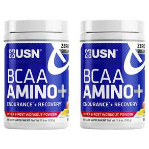 Usn BCAA AMINO+無糖乳清蛋白粉 水果潘趣酒味, 2個, 330克