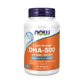 NOW Foods 雙效DHA-500軟膠囊, 1罐, 90顆