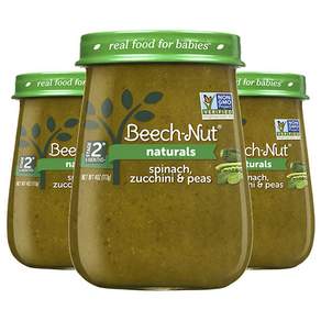 BeechNut 水果泥 113g, 3罐, 菠菜西葫蘆豌豆口味