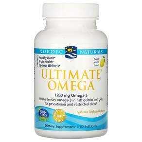 NORDIC NATURALS Omega 3膠囊 檸檬味 1280mg, 1罐, 60顆