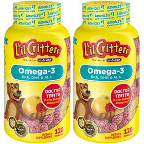L'il Critters Omega 3 DHA覆盆子檸檬軟糖, 120顆, 2罐