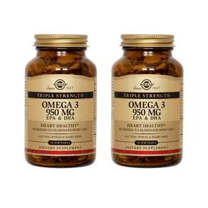 SOLGAR 3倍強度Omega 3軟膠囊 950mg, 50顆, 2罐