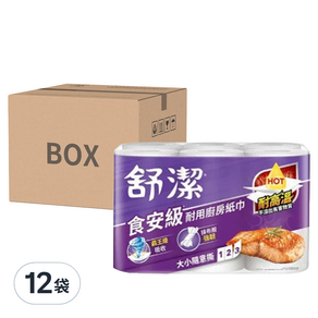 Kleenex 舒潔 食安級耐用廚房紙巾, 108張, 6捲, 12袋