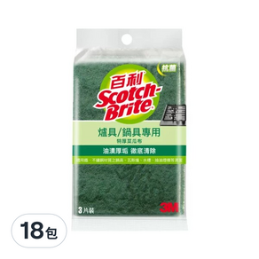 3M Scotch-Brite 百利 爐具鍋具菜瓜布 特厚版, 3片, 18包