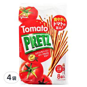 glico 格力高 PRETZ 百力滋 蕃茄脆棒 8包, 109.6g, 4袋