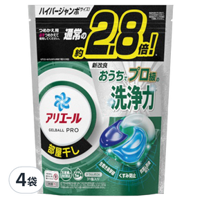 ARIEL Pro 4D立體洗衣膠球補充包 綠色室內曬衣, 31顆, 4袋