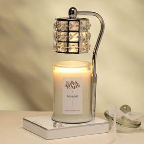 Candle Department Store 人氣蠟燭禮盒套組 Lucid Candle Warmer+大號大豆蠟燭750g套組青檸羅勒柑橘, Red Rose, 銀色(白色)