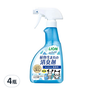 LION 獅王 植物性配方空間除臭劑 無香, 400ml, 4瓶