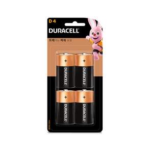 DURACELL 鹼性電池1號, 4入, 1組