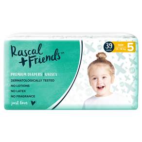 Rascal + Friends 優質黏貼型尿布, 第5階段, 39片