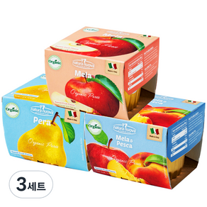 natura nuova 水果泥組合 3入組, 梨子口味+蘋果水蜜桃口味+蘋果口味, 600g, 3組