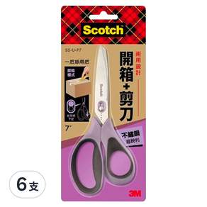 3M Scotch 頂級不鏽鋼二合一開箱剪刀 7吋, SS-U-P7, 6支