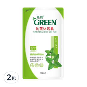 GREEN 綠的 抗菌沐浴乳補充包 檸檬香蜂草精油, 700ml, 2包