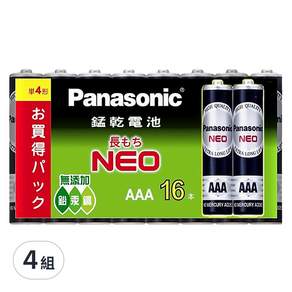 Panasonic 國際牌 錳乾電池 4號, 16顆, 4組