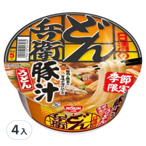 NISSIN 日清 咚兵衛 豚汁烏龍碗麵, 98g, 4入