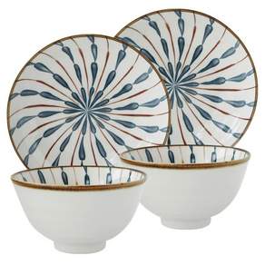 JUST HOME 日式彩十陶瓷碗盤餐具4件組, 1組