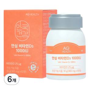 AG HEALTH 維他命D3錠 1000IU 18g, 60顆, 6瓶