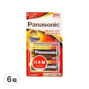 Panasonic 鹼性電池 2號 LR14TTS/2B, 2顆, 6組