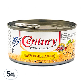 Century TUNA 油漬鮪魚罐頭, 180g, 5罐