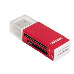 UNiCORN USB 2.0 便攜式迷你讀卡器 XC-500A, 紅色的