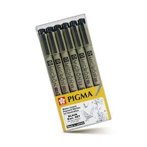 PIGMA MICRON 黑標圓珠筆 6入, 黑色, 1組