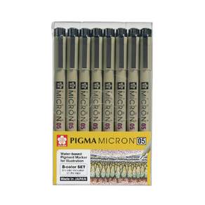 PIGMA MICRON 05 彩色顏料墨水筆 0.45mm 8 色套組, 混色, 1套