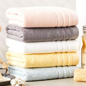 SOFT TOUCH 30支棉素色飯店毛巾 150g, 白色+粉色+薄荷綠+黃色+灰色, 5條