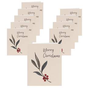 Holly 聖誕賀卡 9 x 11 厘米 + 卡片信封套組, 卡片（混色）、信封（隨機發送）, 10套