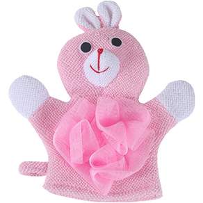JOY MULTI 幼兒兔子造型沐浴手套, 1個, 粉色的