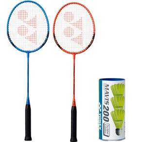 yonex 羽毛球拍 B4000 2支+Mavis尼龍羽毛球 3入組, 單品, 1組