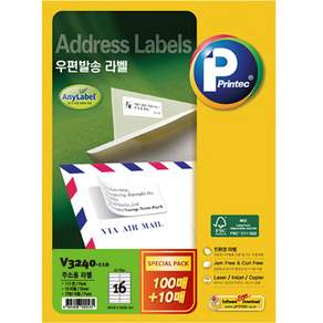 PRINTEC Any Label 物流管理標籤 V3240-110 110p, 1個, 16格