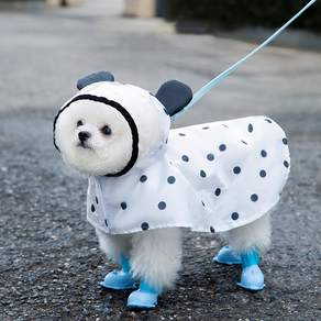 Pastel Pet Puppy Dot Bear 連帽衣斗篷雨衣, 波爾卡圓點