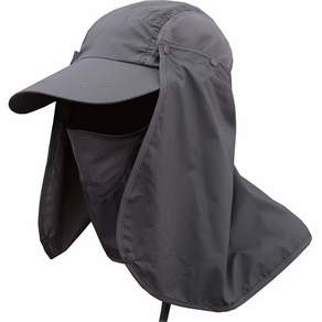 防紫外線帽子，防曬帽，男女通用釣魚帽, 深灰色