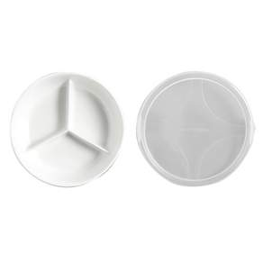 Moda Kitchen 圓形陶瓷 3 隔間密封共享盤, 1個, 白色