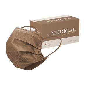 上好生醫 成人平面醫療防護口罩 17.5*9.5cm, 摩卡奶, 50片, 1盒