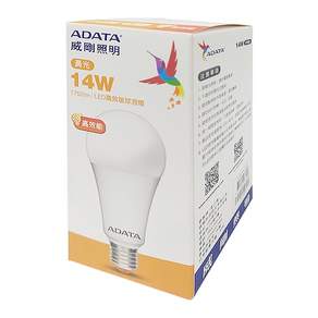 ADATA 威剛 高效能LED燈泡 14W 直徑70mm 高144mm, 黃光, 1個