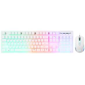 ABKO HACKER彩虹LED遊戲鍵盤+鼠標套組KM400, 白色的, 公里400, 一般型