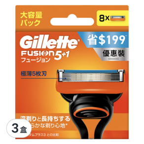 Gillette 吉列 Fusion鋒隱系列 刮鬍刀頭, 8入, 3盒