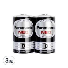 Panasonic 國際牌 錳乾電池 1號 黑色, 2顆, 3組