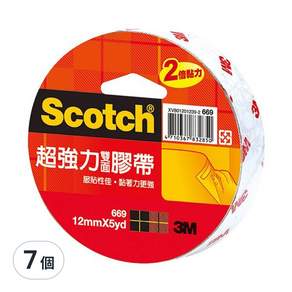 3M Scotch 強力雙面膠帶 12mm*5yd #669, 7個