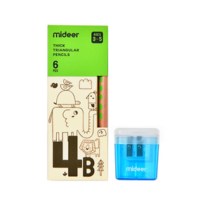 mideer 兒童專用三角鉛筆 4B, 削鉛機顏色隨機, 1組