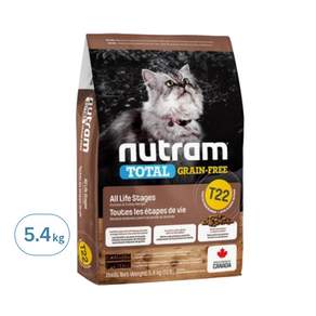 nutram 紐頓 T22 無穀貓 乾飼料, 火雞, 5.4kg, 1袋