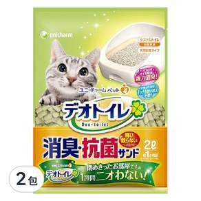 unicharm pet Deo-toilet 清新消臭 一月間消臭抗菌貓砂, 2L, 2包