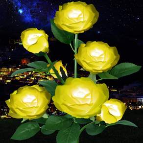 應急玫瑰太陽能庭院燈, 黃色