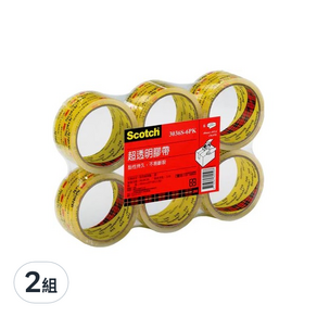 3M Scotch OPP超透明封箱膠帶 3036S-6PK 48mm*40Y, 2組