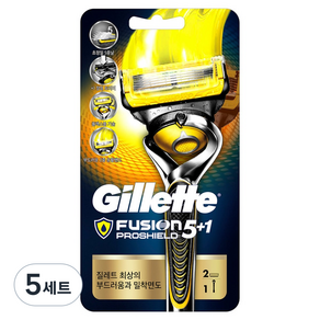 Gillette 吉列 pro shield 5刮鬍刀 黃色+替換式刮鬍刀片, 5組