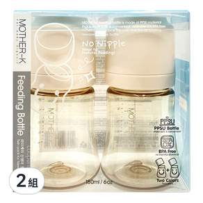 MOTHER-K 頂級PPSU奶瓶 0歲以上 2入, 象牙白, 180ml, 2組