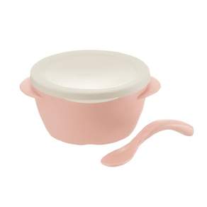 Richell 利其爾 TLI 雙層可拆式不鏽鋼碗 附蓋含湯匙 M, 粉色, 1組